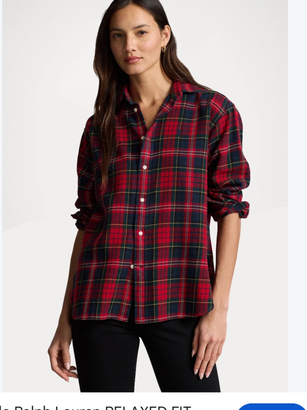 Lauren XL Relaxed Fit Red Plaid Button-Down Shirt